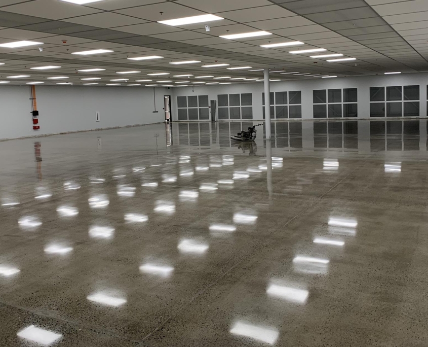 Concrete floors being redone in commercial building