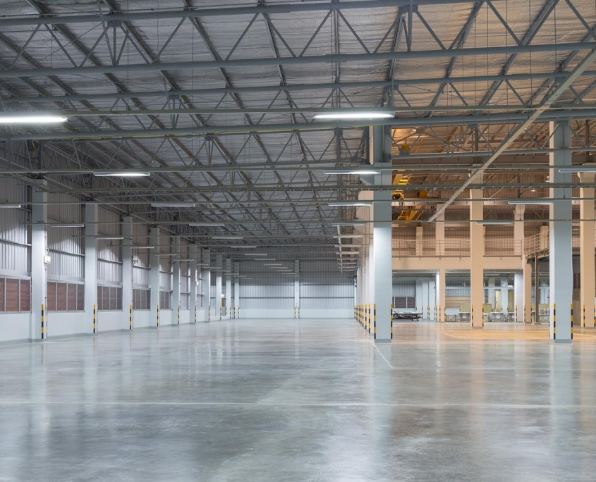 Warehouse with concrete floor