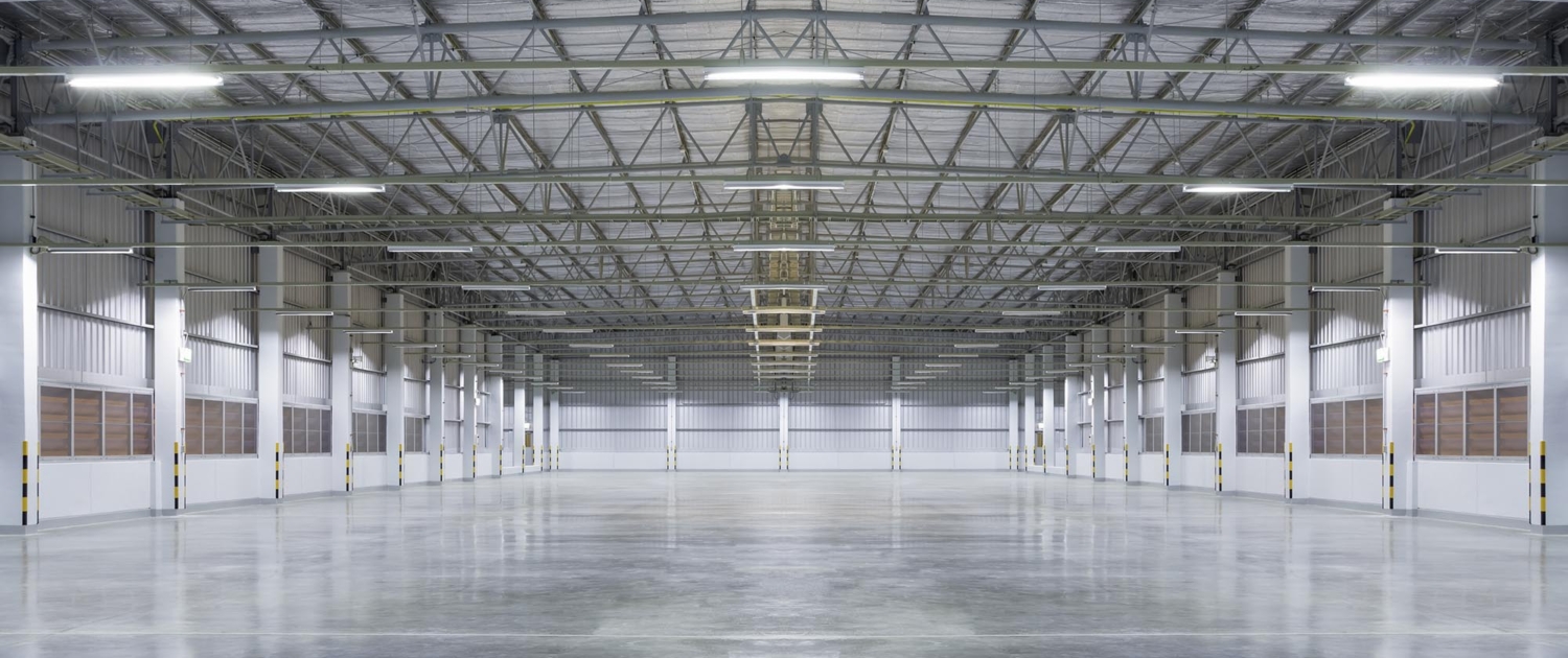 Warehouse with sealed concrete floors