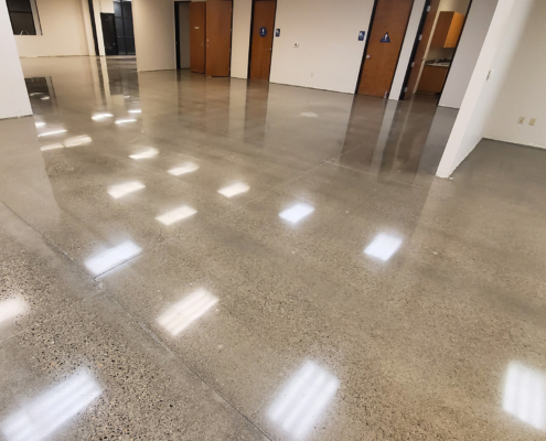 Side view of polished floors