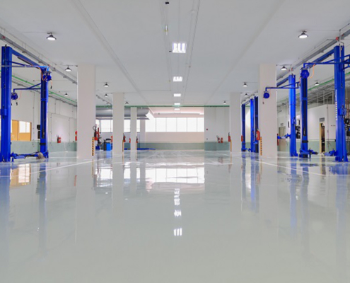 Front view of an epoxy floor